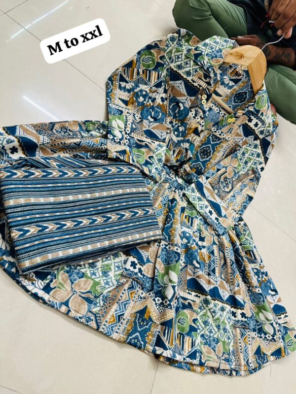 Beautiful printed slub cotton cord set