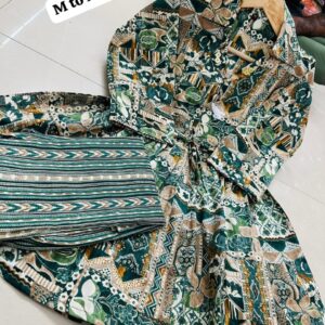 Beautiful printed slub cotton cord set