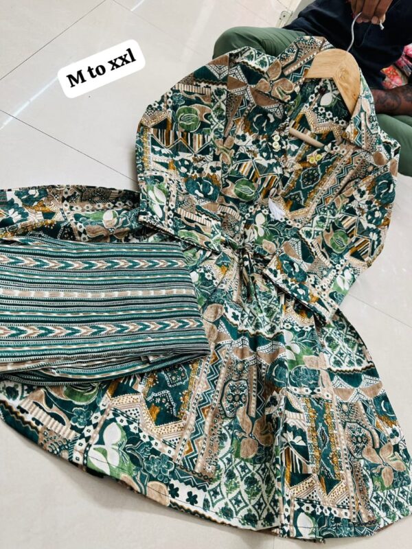 Beautiful printed slub cotton cord set