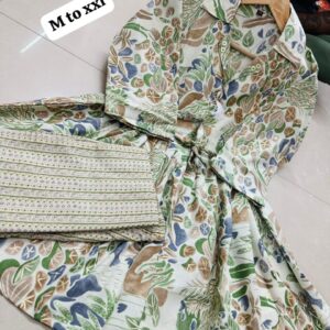 Beautiful printed slub cotton cord set