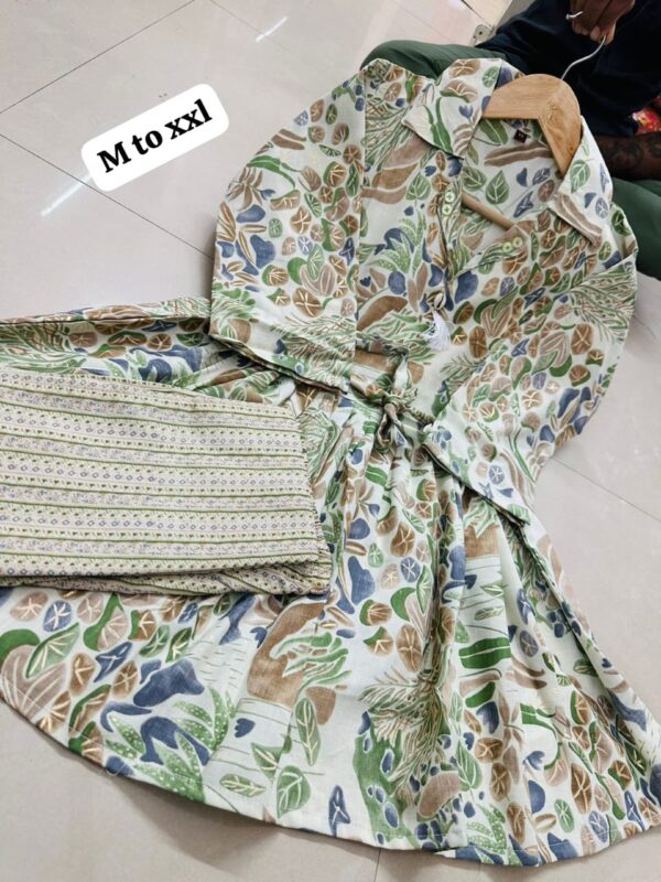 Beautiful printed slub cotton cord set