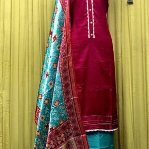 Malai Cotton Dress With Satin Patola Dupatta