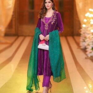 Good Quality Heavy Velvet Top With Beautiful Embroidered Plazzo