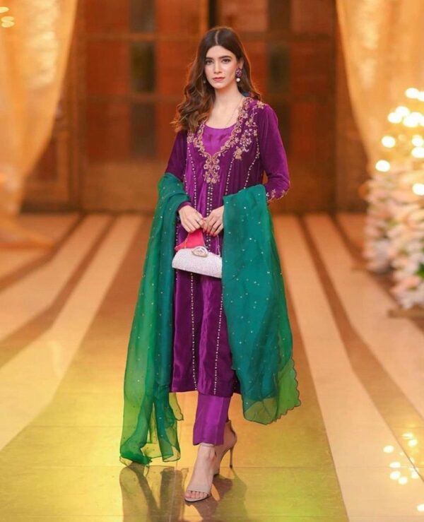 Good Quality Heavy Velvet Top With Beautiful Embroidered Plazzo