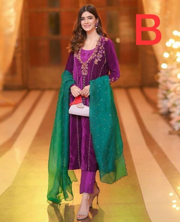 Good Quality Heavy Velvet Top With Beautiful Embroidered Plazzo - Image 2