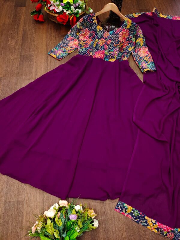 Georgette Gown With Dupatta - Image 3