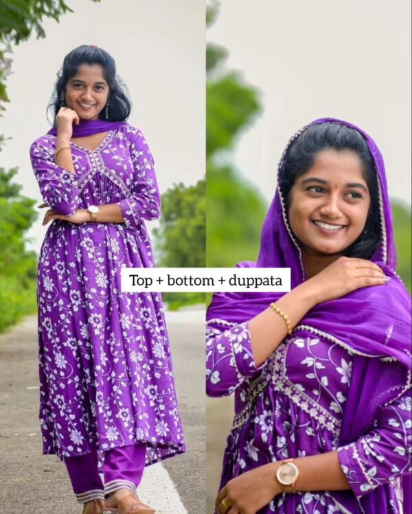 Rayon Cotton Top Pent Dupatta Set - Image 3