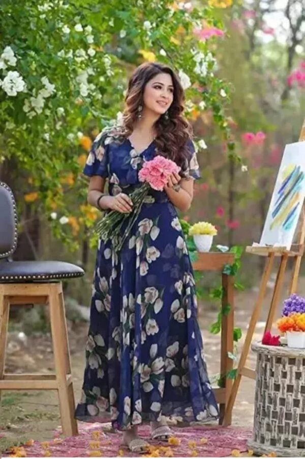 Heavy Georgette printed Gown With Inner - Image 2