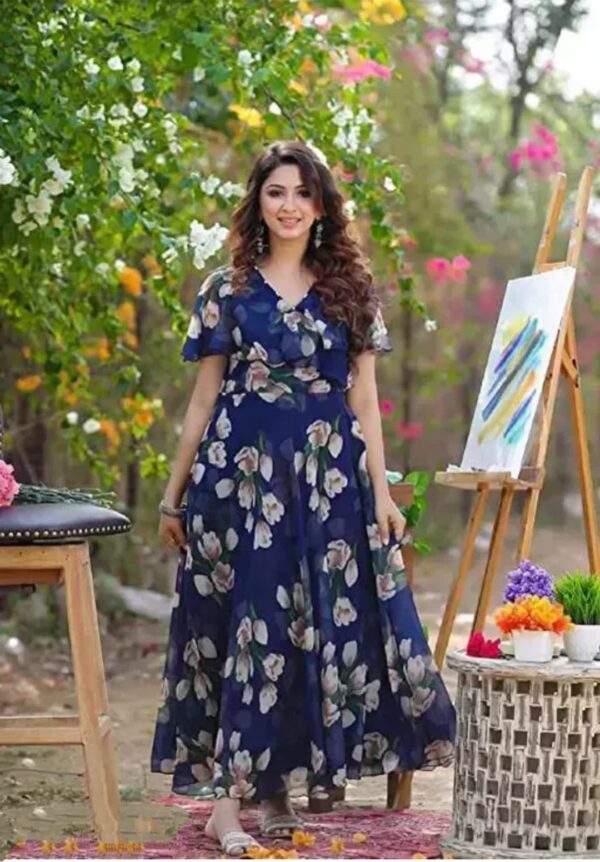 Heavy Georgette printed Gown With Inner - Image 3