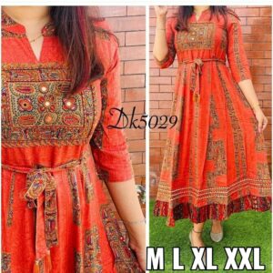 Heavy Rayon Fabric Gown With Digital Print