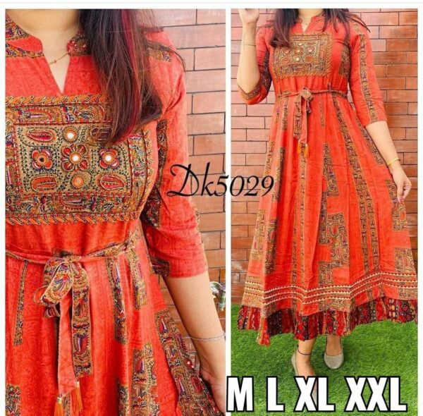 Heavy Rayon Fabric Gown With Digital Print