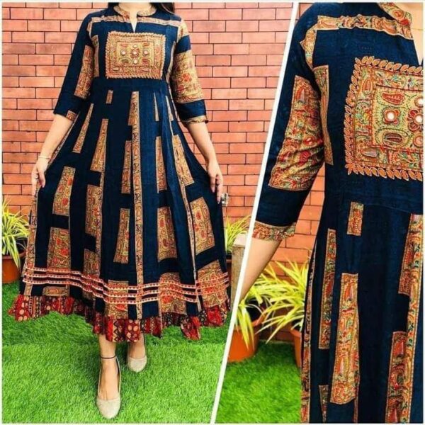 Heavy Rayon Fabric Gown With Digital Print