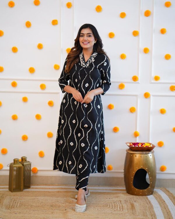Rayon Kurta pant sets with beautiful neck Embroidery