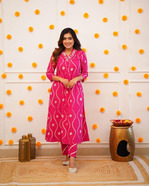 Rayon Kurta pant sets with beautiful neck Embroidery
