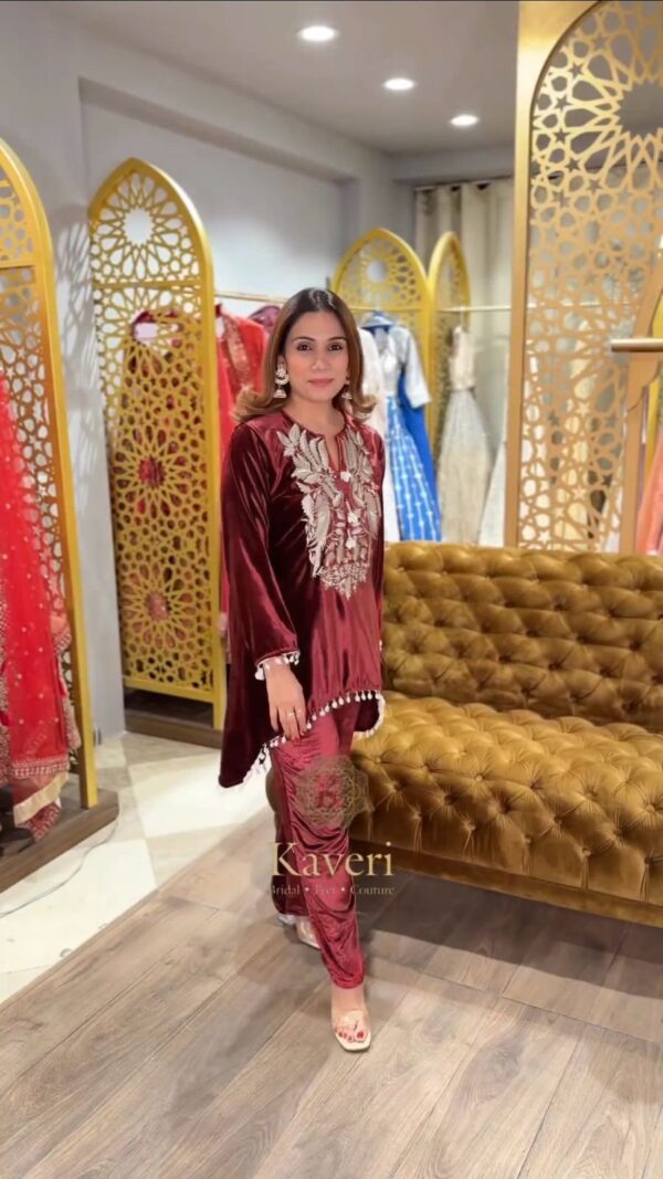 Heavy Velvet Kurti-Plazzo Set - Image 2