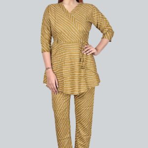 Heavy Soft Reyon With Lehriya Print Cored Set