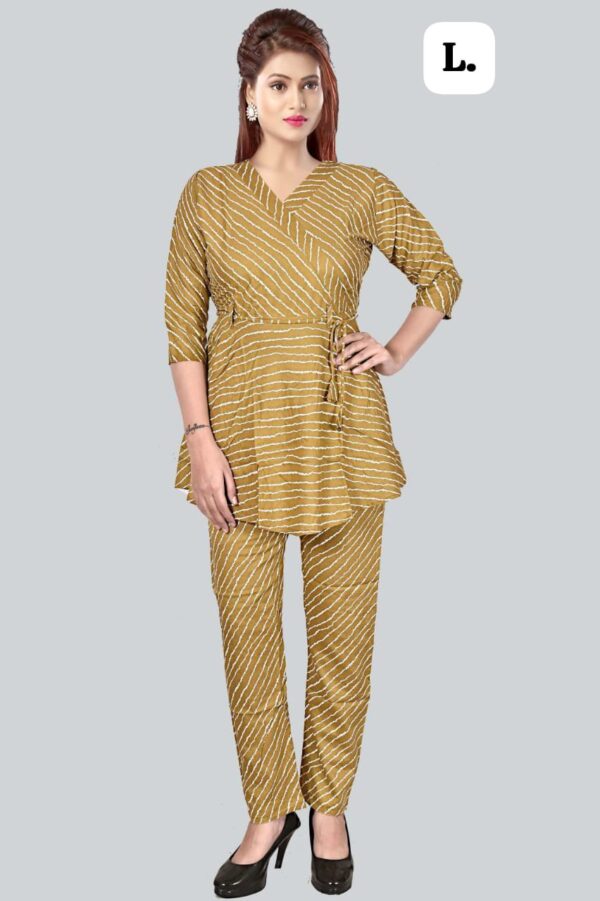 Heavy Soft Reyon With Lehriya Print Cored Set