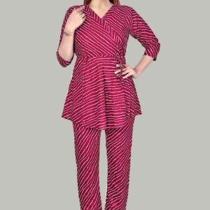Heavy Soft Reyon With Lehriya Print Cored Set