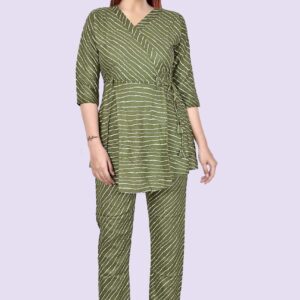 Heavy Soft Reyon With Lehriya Print Cored Set