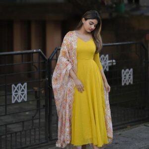 Georgette Gown With Dupatta