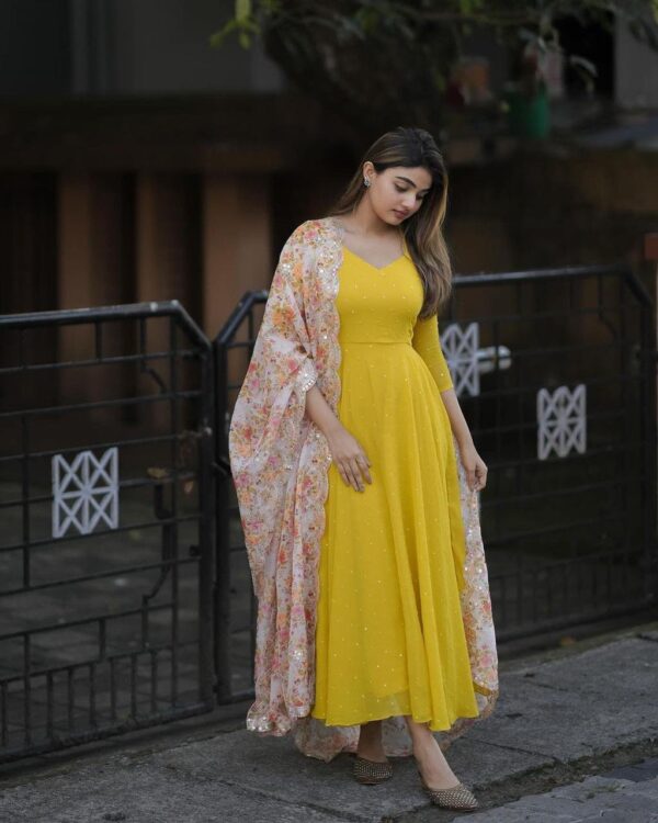Georgette Gown With Dupatta