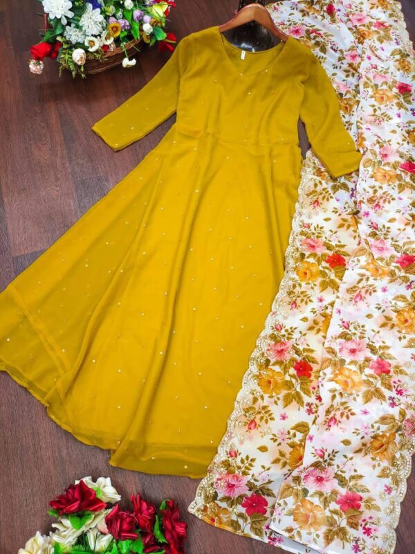 Georgette Gown With Dupatta - Image 3