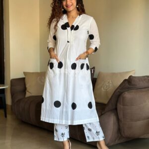 Black Cotton Kurta Set