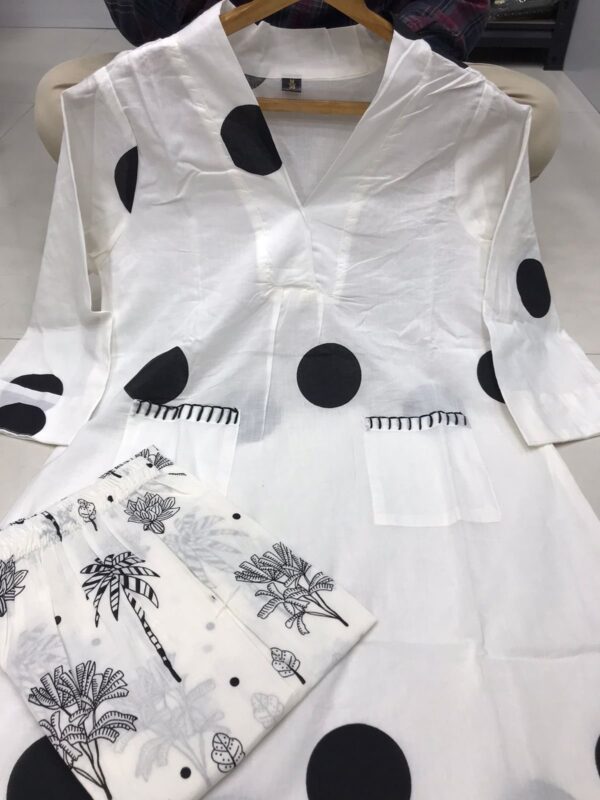 Black Cotton Kurta Set - Image 9