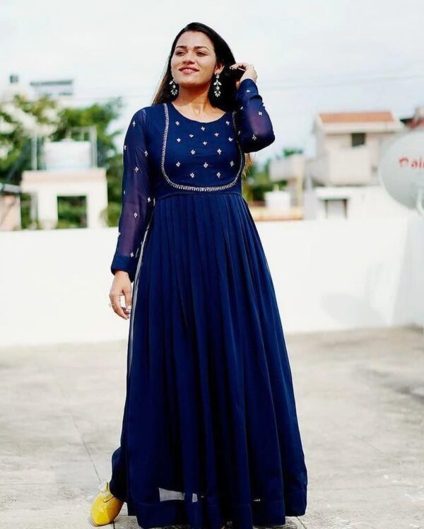 Georgette with full embodery work Gown - Image 3