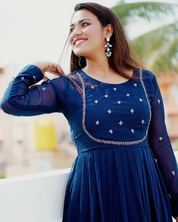 Georgette with full embodery work Gown - Image 5