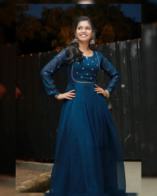 Georgette with full embodery work Gown - Image 2