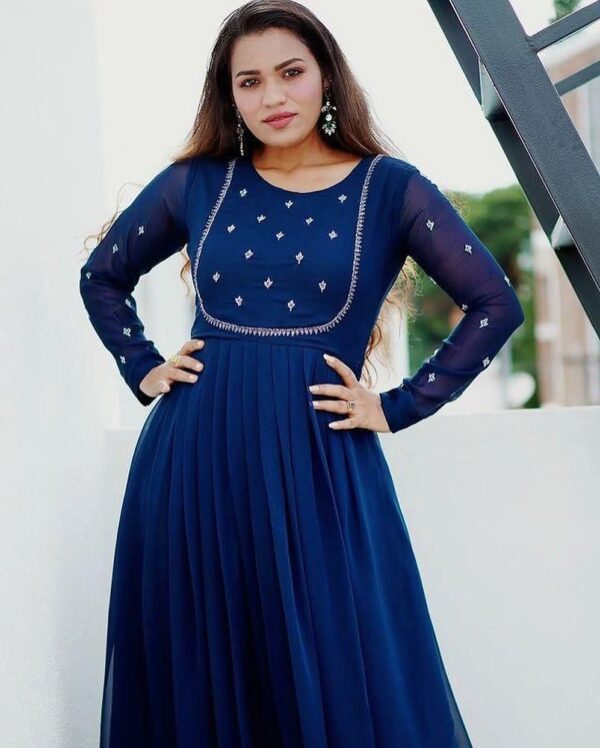 Georgette with full embodery work Gown - Image 4