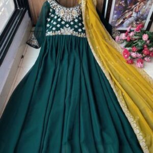 Fully Stitched Georgette Gown with Embroidiaty Work