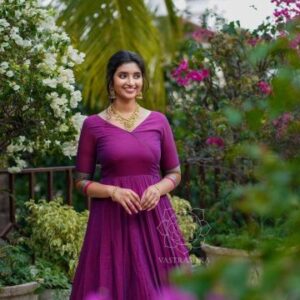 Heavy Taffeta Silk Anarkali Gown With Digital Print