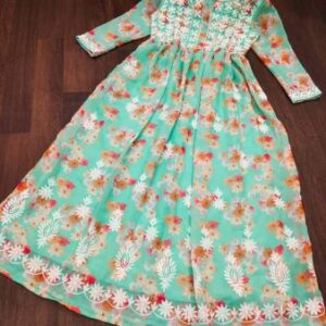 Georgette Fabric Printed Chikankari Gown