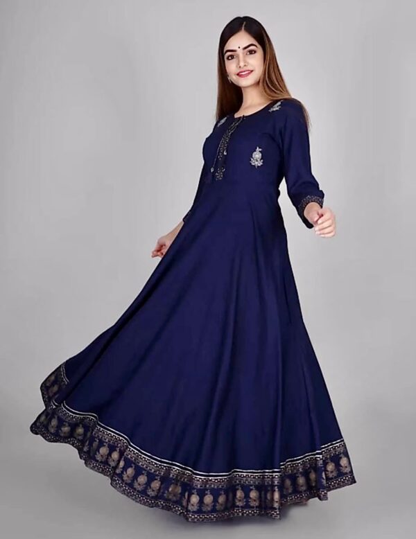 Pure Reyon Fabric Gown With Embroidery And Foil Work - Image 3