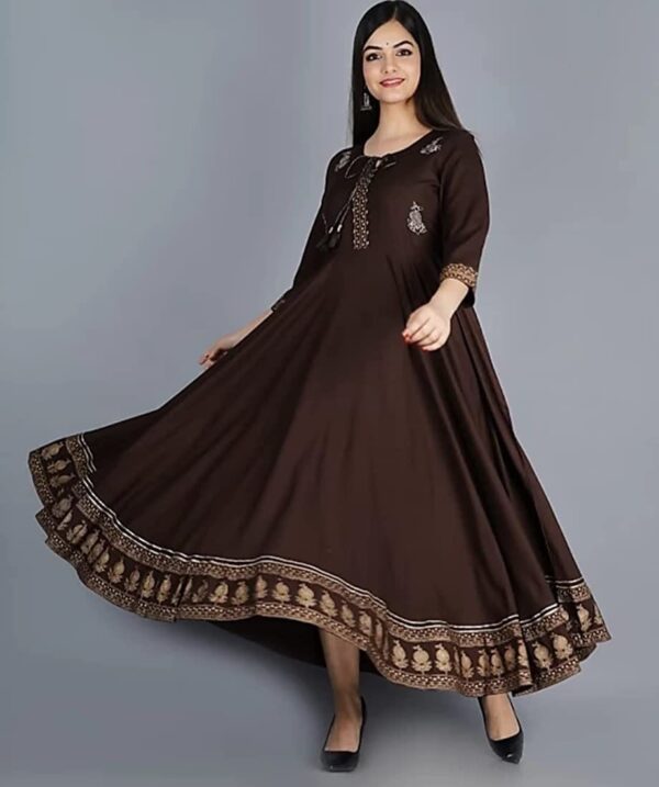 Pure Reyon Fabric Gown With Embroidery And Foil Work - Image 2