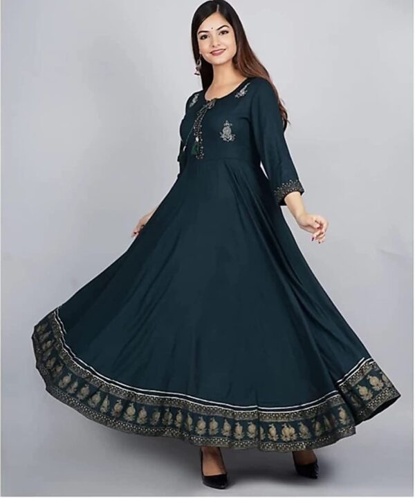 Pure Reyon Fabric Gown With Embroidery And Foil Work - Image 2