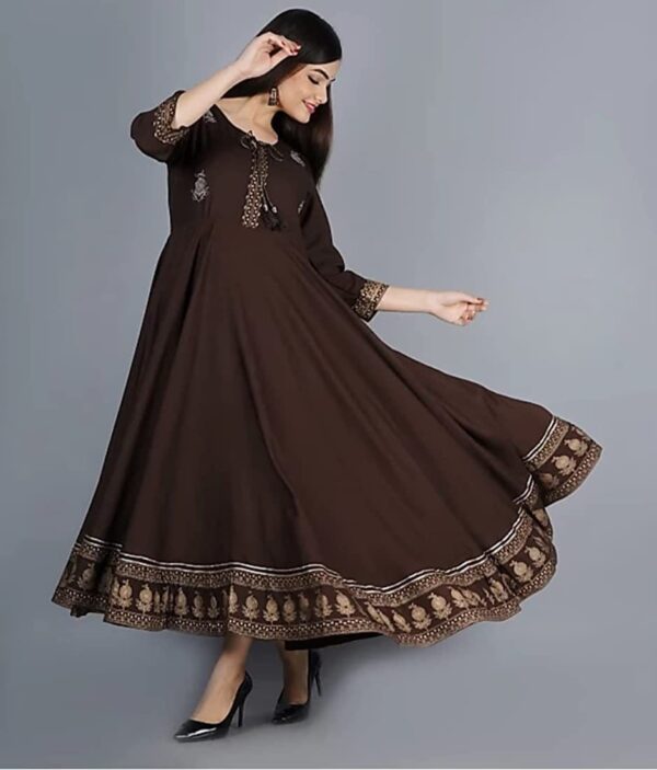 Pure Reyon Fabric Gown With Embroidery And Foil Work - Image 3