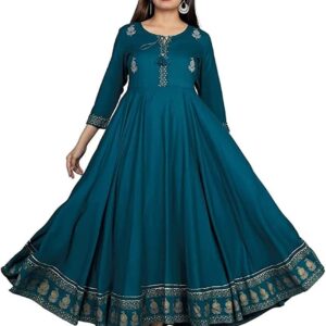 Pure Reyon Fabric Gown With Embroidery And Foil Work