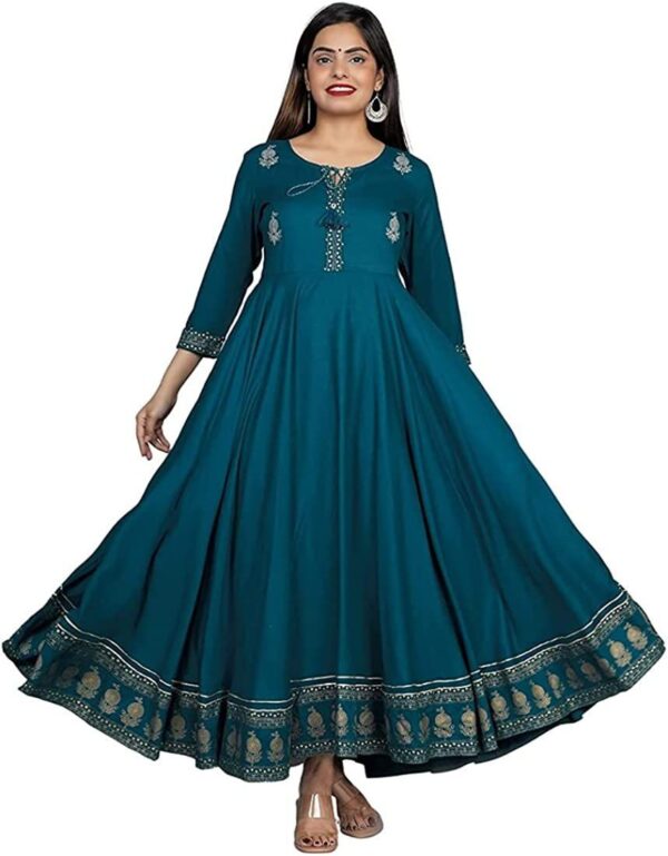 Pure Reyon Fabric Gown With Embroidery And Foil Work