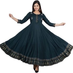 Pure Reyon Fabric Gown With Embroidery And Foil Work