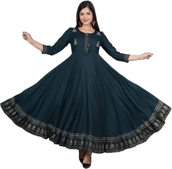 Pure Reyon Fabric Gown With Embroidery And Foil Work