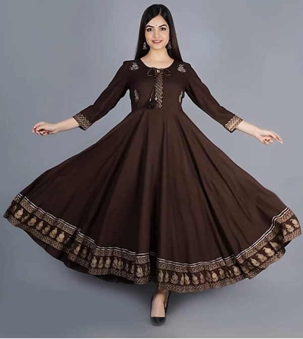 Pure Reyon Fabric Gown With Embroidery And Foil Work