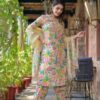 Stylish Cotton Kurti Pent Set With Chanderi Silk Dupatta - Image 4