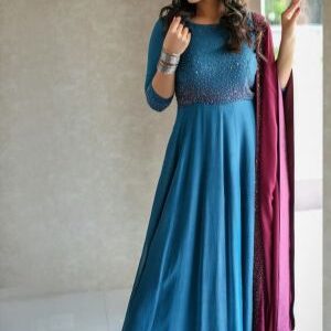 Beautiful Georgette Gown With Dupatta & Inner