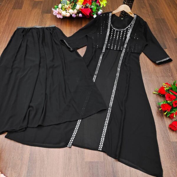 Stylish Crope Top Skirt With Shrug & Blouse - Image 3