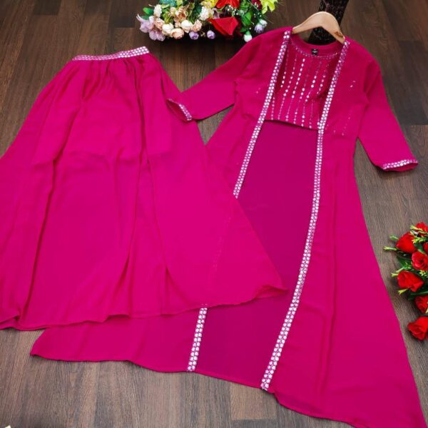 Stylish Crope Top Skirt With Shrug & Blouse - Image 3