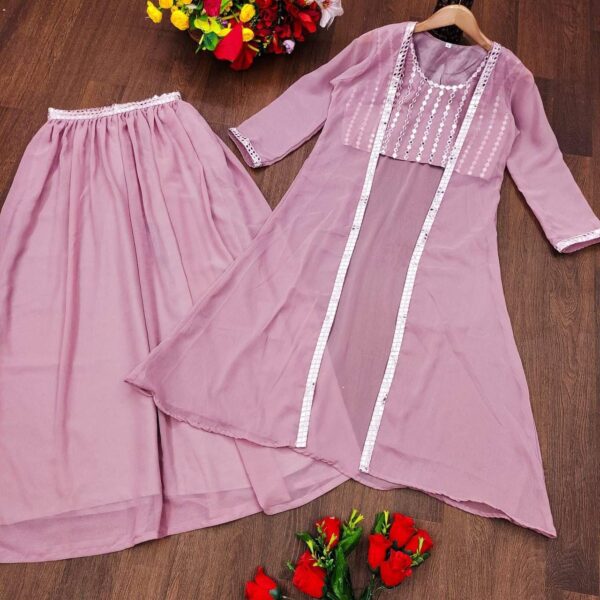 Stylish Crope Top Skirt With Shrug & Blouse - Image 2
