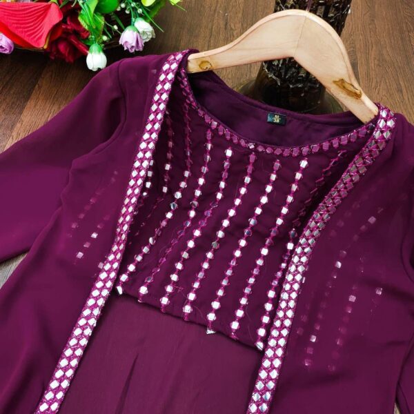 Stylish Crope Top Skirt With Shrug & Blouse - Image 2